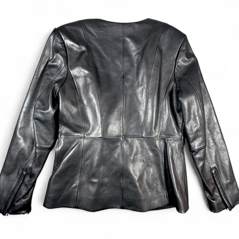 Preston York Black Red Lambskin Leather Asymmetrical Moto Mobwife Jacket Women S - Picture 8 of 11